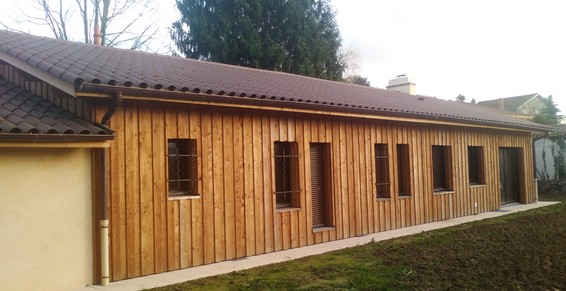 Construction maison bois ossature bois et couverture ardoise à Limonest